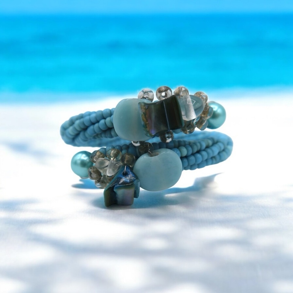 Mother Of Pearl Blue Wrap Bracelet